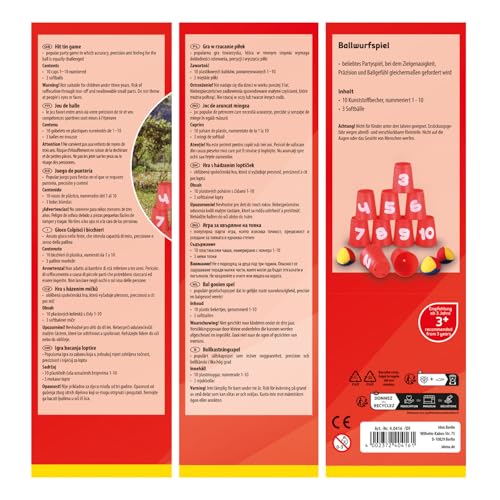 Idena 40416 - Ballwurfspiel mit 10 Bechern und 3 Bällen, ab 3 Jahren, für Geburtstagsfeiern, im Garten oder Park