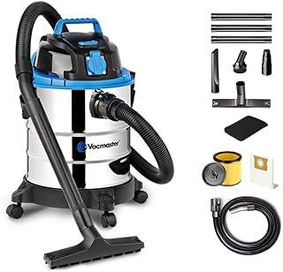 Vacmaster VQ1220SC 1250W 20L Aspirador en seco y húmedo Industrial de Acero Inoxidable,Función De Soplador