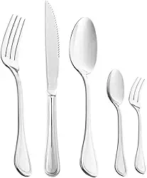 WOLFF - Faqueiro 30 Peças com Faca para Churrasco de Aço Inox Avalon - Serve 6 Pessoas - Jogos de Talheres - Mesa Posta - Utensílios de Cozinha, Enxoval, Casamento, Decoração