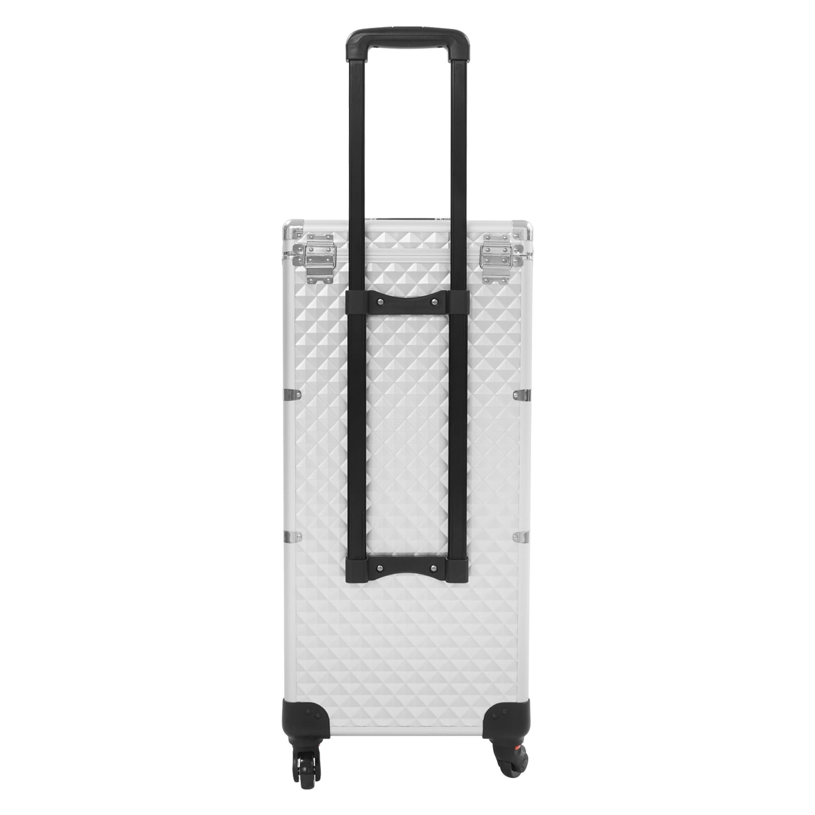 Walizka na kosmetyki na kółkach, profesjonalny organizer do makijażu z 3 szufladami, zamykany wózek do salonu z szufladami, obracane o 360°, 34 × 27 × 107 cm