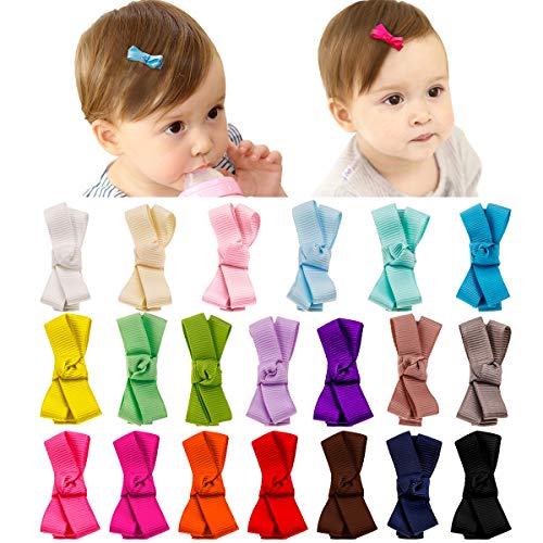 20Pcs Baby Hair Clips Girls Hair Bows Fully Lined Barrettes Hair Accessories for Baby Girl Infants Toddlers Kids