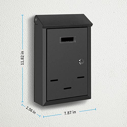 Yoobox Wall-Mount Mailbox, Galvanized Steel Drop Box With View Window, Hanging Rust-Proof Post Box, Medium Capacity Mailboxes For Outside, 11.81 X 7.87 X 2.56 Inch, Black Matte, Mb001 #TOP1