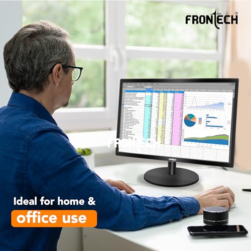 Image of FRONTECH 18.5 Inch HD LED Monitor | Refresh Rate 75 Hz, 1366 x 768 Pixels | Slim & Stylish Design with 220 Nits Brightness | HDMI & VGA Ports, Built-in Power Supply (MON-0006,Black)