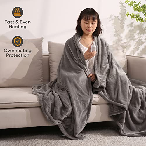 Electric Heated Blanket 72"X 84" With 4 Heating Levels & 10 Hours Auto Off, Fast Heating & Overheat Protection, Soft Flannel Blanket With Machine Washable & Home Office Use #TOP3