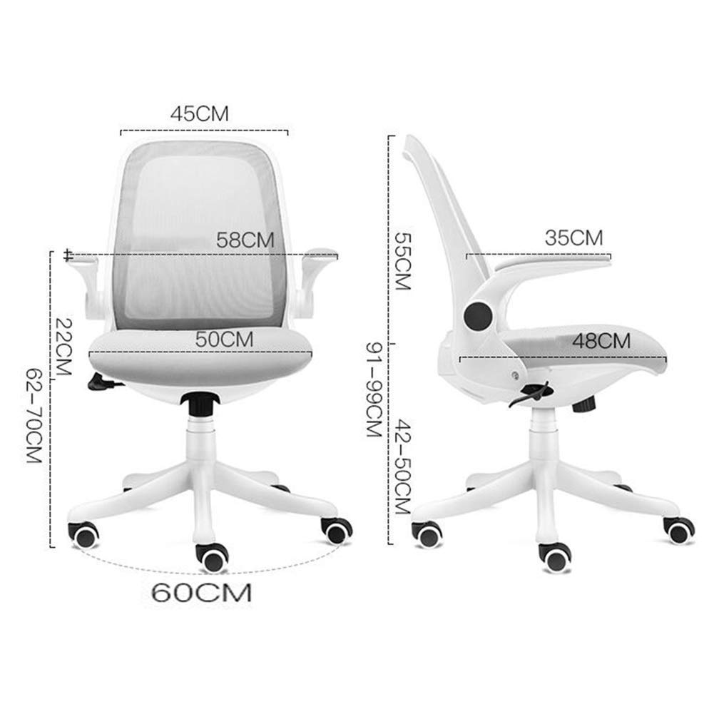 Ergonomiczne krzesło biurowe z siatki z regulowaną wysokością i podnoszonymi podłokietnikami, obrotowe krzesło biurkowe do użytku domowego lub biurowego
