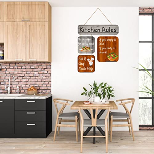 Image of Zesta Kitchen Rules Wooden Wall Hanging Decorative Items /Hanging Home Wall Decor Items /MDF Decoration Items /Cute Wall Art For Living Room /Home Decor Items Living Room
