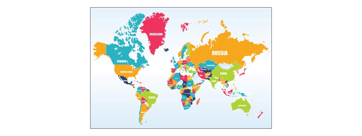 Carte du monde en 3D bleu - papier peint