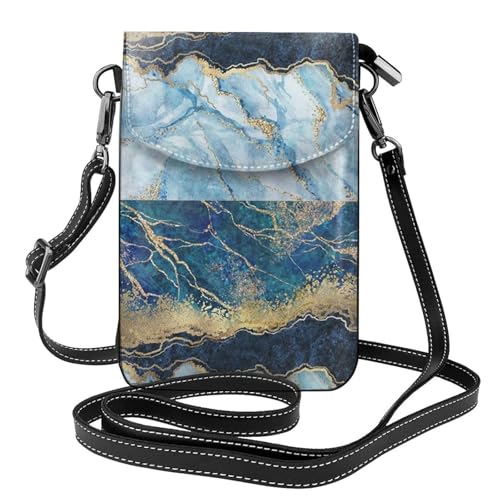 Petit sac bandoulière marbre bleu cadeau chic portefeuille cuir PU