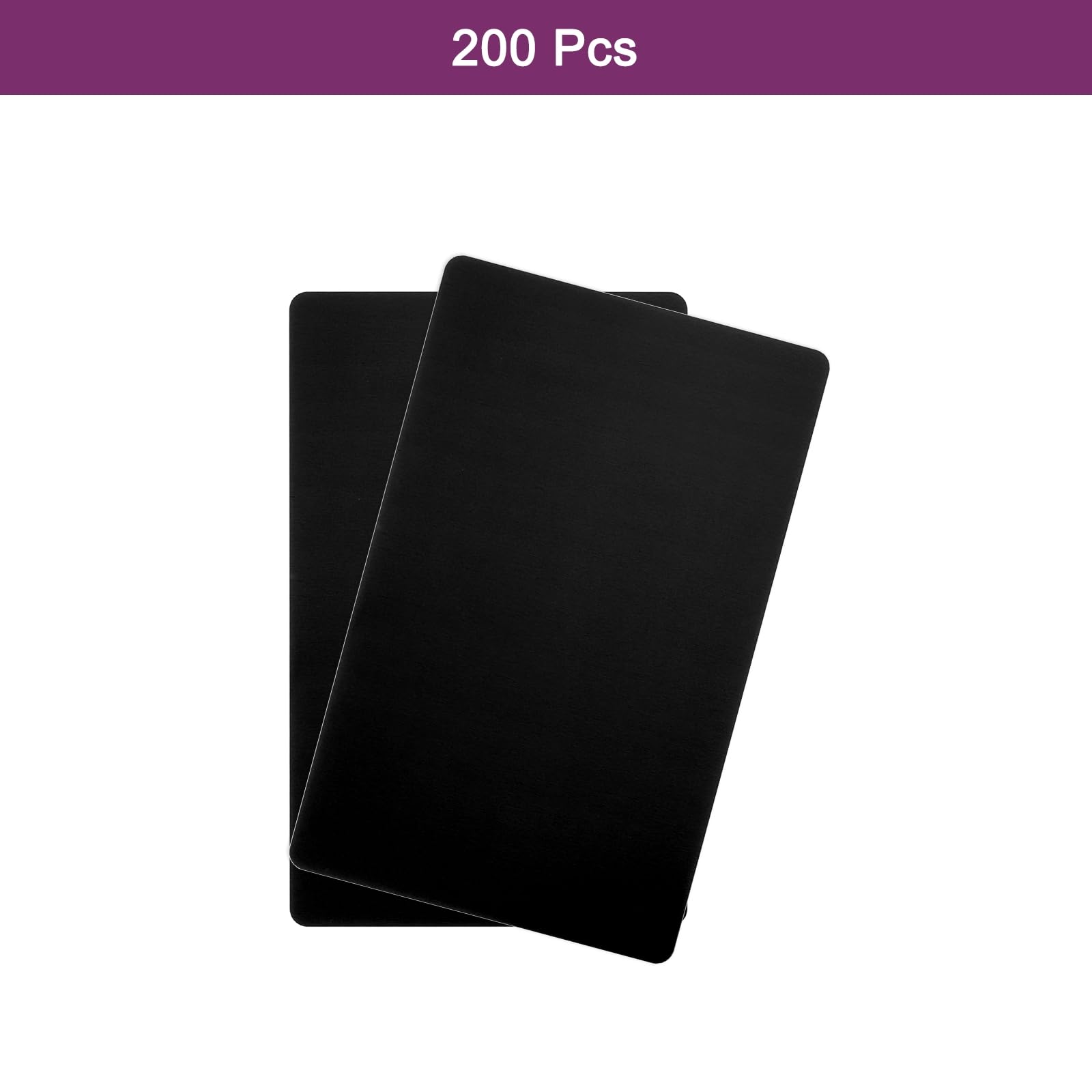 QUARKZMAN 250 Piezas De Tarjetas De Visita Metálicas En Blanco, 1/64" De Grosor 3.4x2" Materiales De Grabado De Aluminio Negro, Tarjetas Únicas Para Tarjetas De Presentación DIY, Crédito