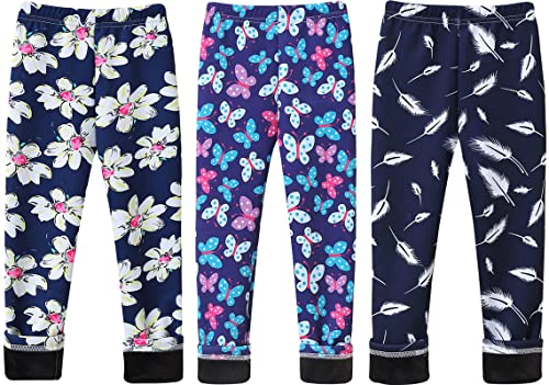Kiench Girls' Winter Leggings Warm Fleece Lined Thick Pants Cute Pattern 3-Pack4