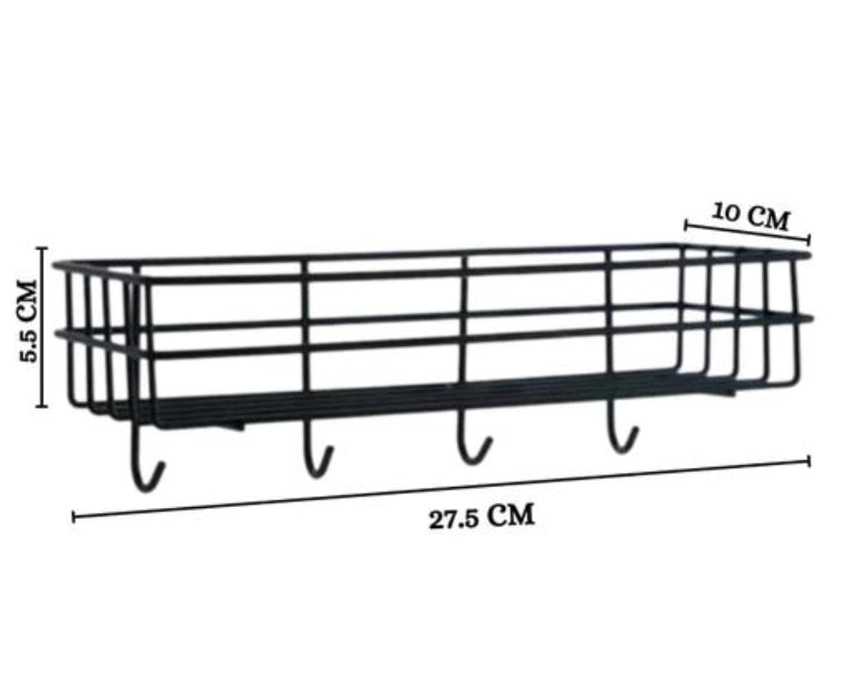 (Pack of 2) Steel Self-Adhesive Multipurpose Bathroom Shelf with Hooks/Towel Holder/Rack/Bathroom Accessories-Wall Mount - Pack of 2 (Black,Powder Coated) 3