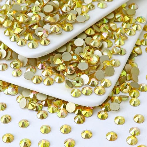 Image of 1440PCS SS3 Crystal Glass Flatback Rhinestones, Round Flat Back Crystal Gems for Nail Art and Craft Clothes, Glue Fix Diamond Stones Metal Sunlight (1.3-1.4mm)