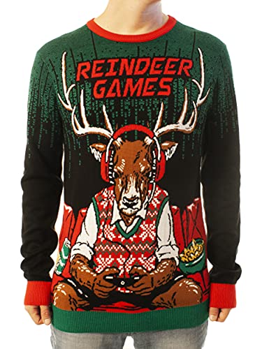 Ugly Christmas Party Knitted Ugly Christmas Sweater for Men and Women - Reindeer Games-3XL Reindeer Games Black