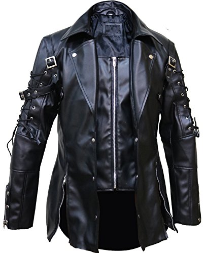 FaddyRox Steampunk Gothic Mens Sheep Leather Coat Jacket, XXS-5XL