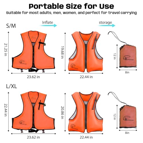 Image of Rrtizan Inflatable Snorkel Vest for Adult, Suitable for Adult 90-220lbs