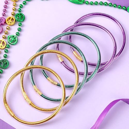 JUNEBRUSHS 9Pcs Bracelet Glitter Jelly Bracelets Silicone Jelly Bangles Bracelet Set for Party Favors Gifts3