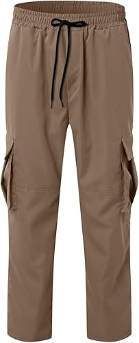 Miniatura 3 de Mens Versatile Cargo Pants Loose Elastic Drawstring Joggers Pant Casual Multi Pocket Sweatpants Basic Solid Straight Pants
