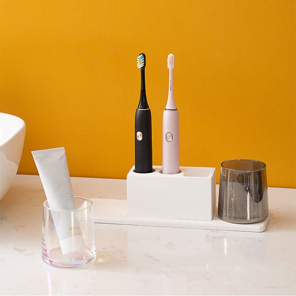 Estante para Cepillos de Dientes Porta di spazzolino da Denti da Denti da Bagno for Bagno Porta di spazzolino Multifunzione con Tre lavandini for la conservazione del dentifricio(C)