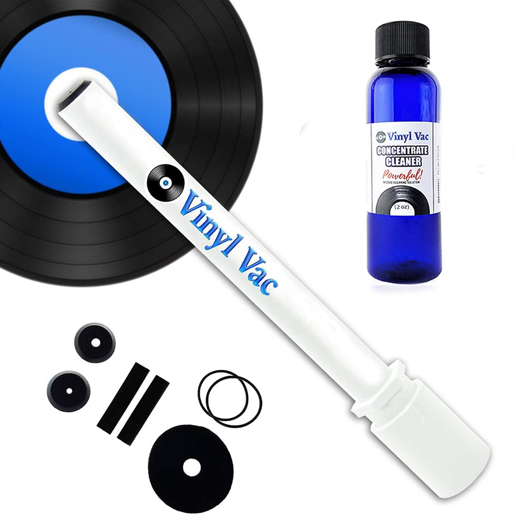 Vinyl Vac 45 Combo Record Cleaning Kit Vinyl Vac 45 with Vinyl Vac Concentrate Cleaner (2oz) w/NO Alcohol - Safe for Your Records! Vinyl Record Cleaner Kit Attaches to Your Wet/Dry vac (2oz)