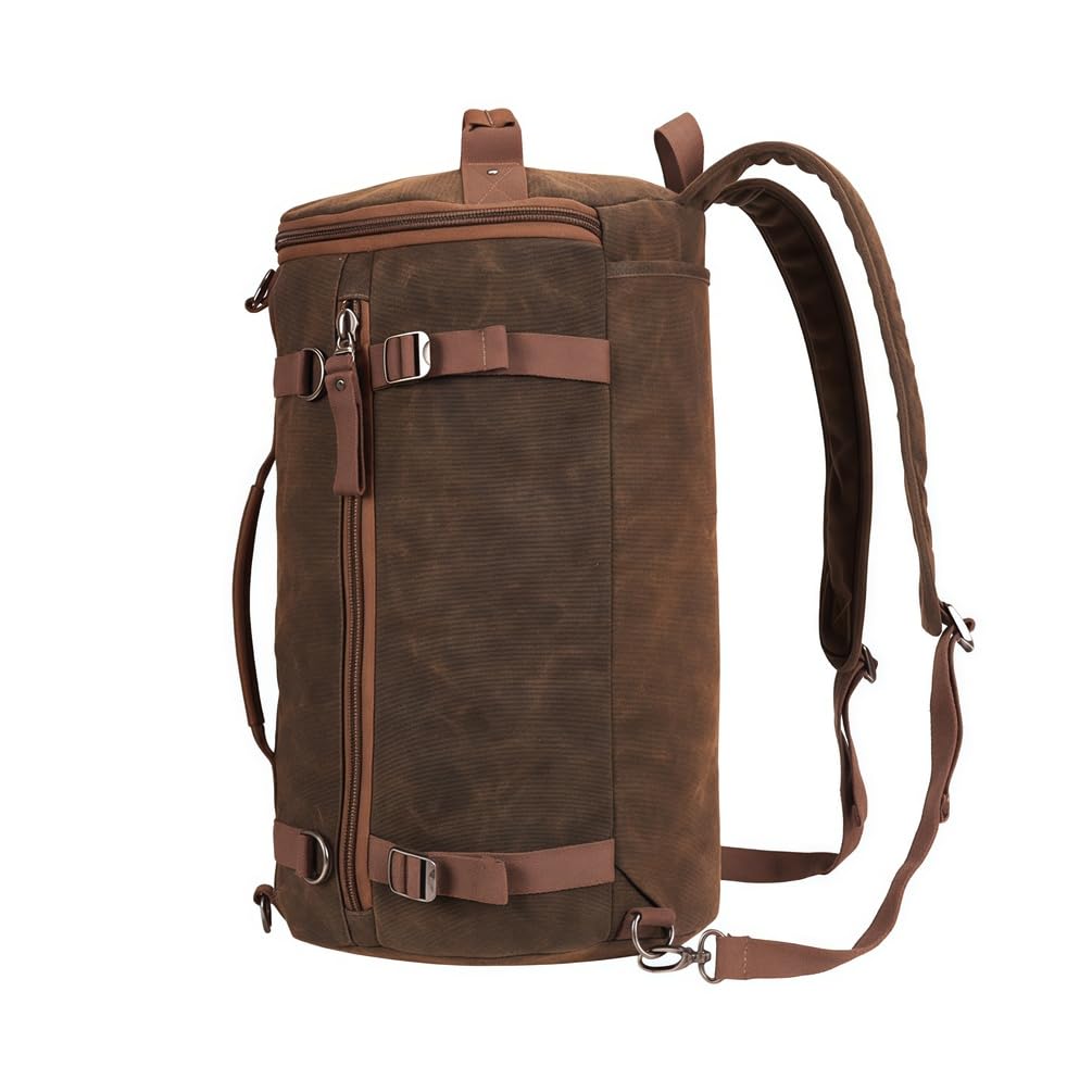 Borse da Sella Moto Posteriore, Vintage 25L Canvas Zaino Rullo Marrone, Borsa Portaoggetti a Spalla con Tracolla di Grande Capienza per Moto, Ciclismo e Sport