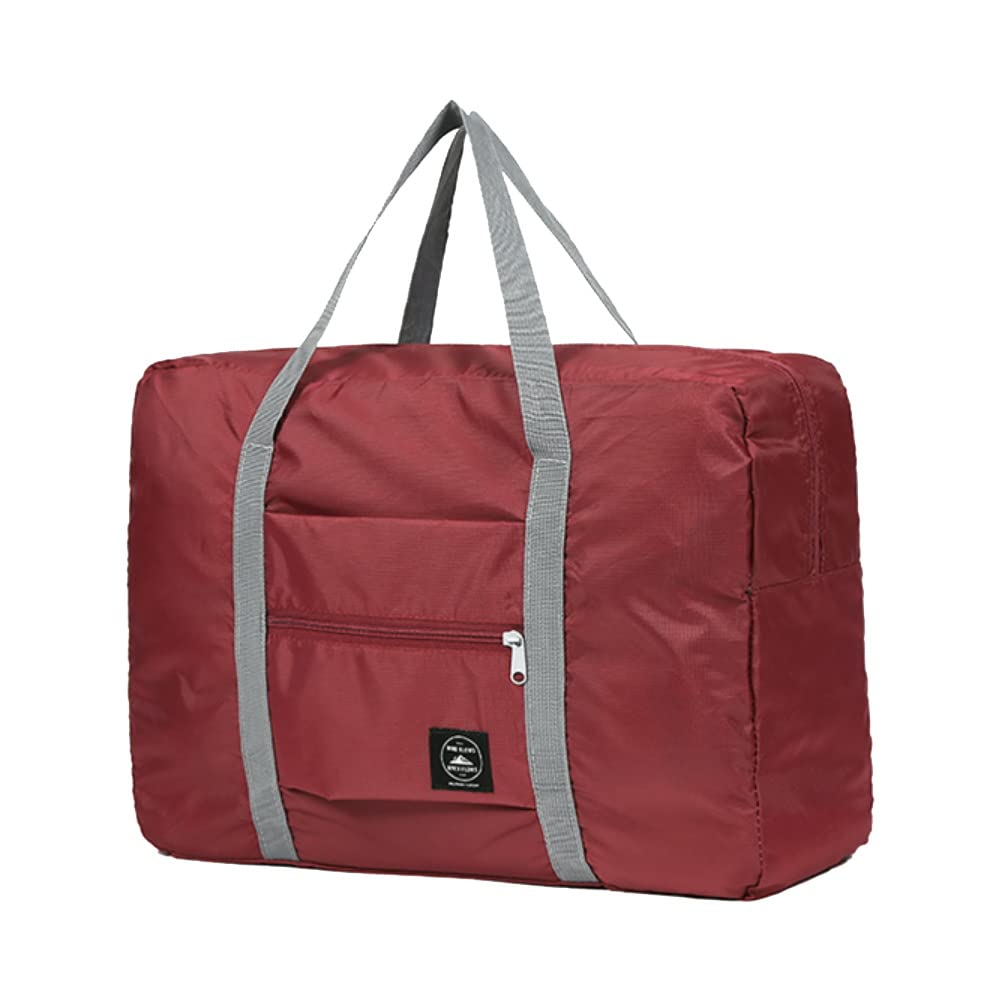 ventwilla Weekender Travel Duffel Luggage That Folds and has Stripes That is Waterproof. Men's and Women's Tear-Resistant Small Compartment Zipper. (Dark Red)-picture-18