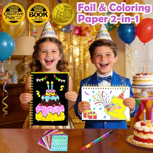 Image of FUNNYB&G Mess-Free Foil Art Craft for Kids Ages 4-10, Kids Birthday Gift