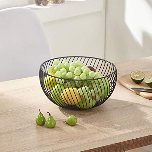 Vocheer Metal Wire Fruit Basket, 2 Pcs Round Black Metal Bowl Vegetable Holder Decorative Stand For Bread, Snacks, Households Items Storage #TOP5