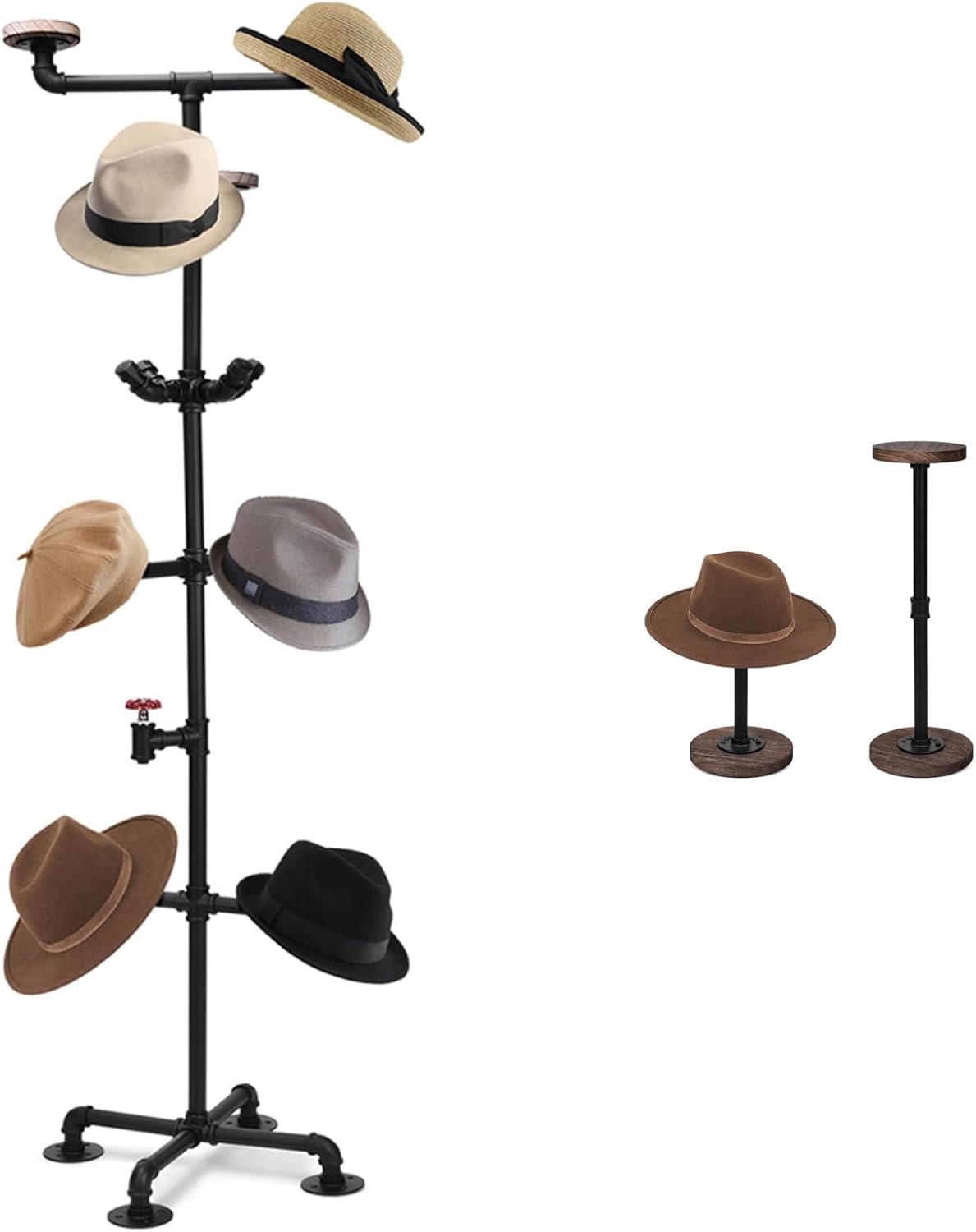 Amazon.com: Vrietina Industrial Hat Coat Rack Stand for Display and 2 ...