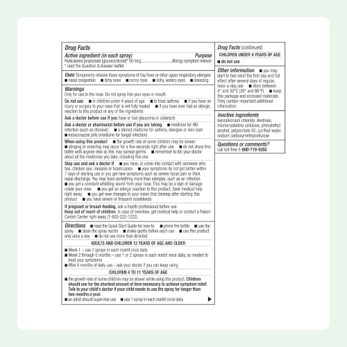 Image of Amazon Basics 24-Hour Allergy Relief Nasal Spray, Fluticasone Propionate (Glucocorticoid) 50 mcg, Full Prescription Strength, Non-Drowsy, 0.62 fl oz (Pack of 3) (Previously Care)