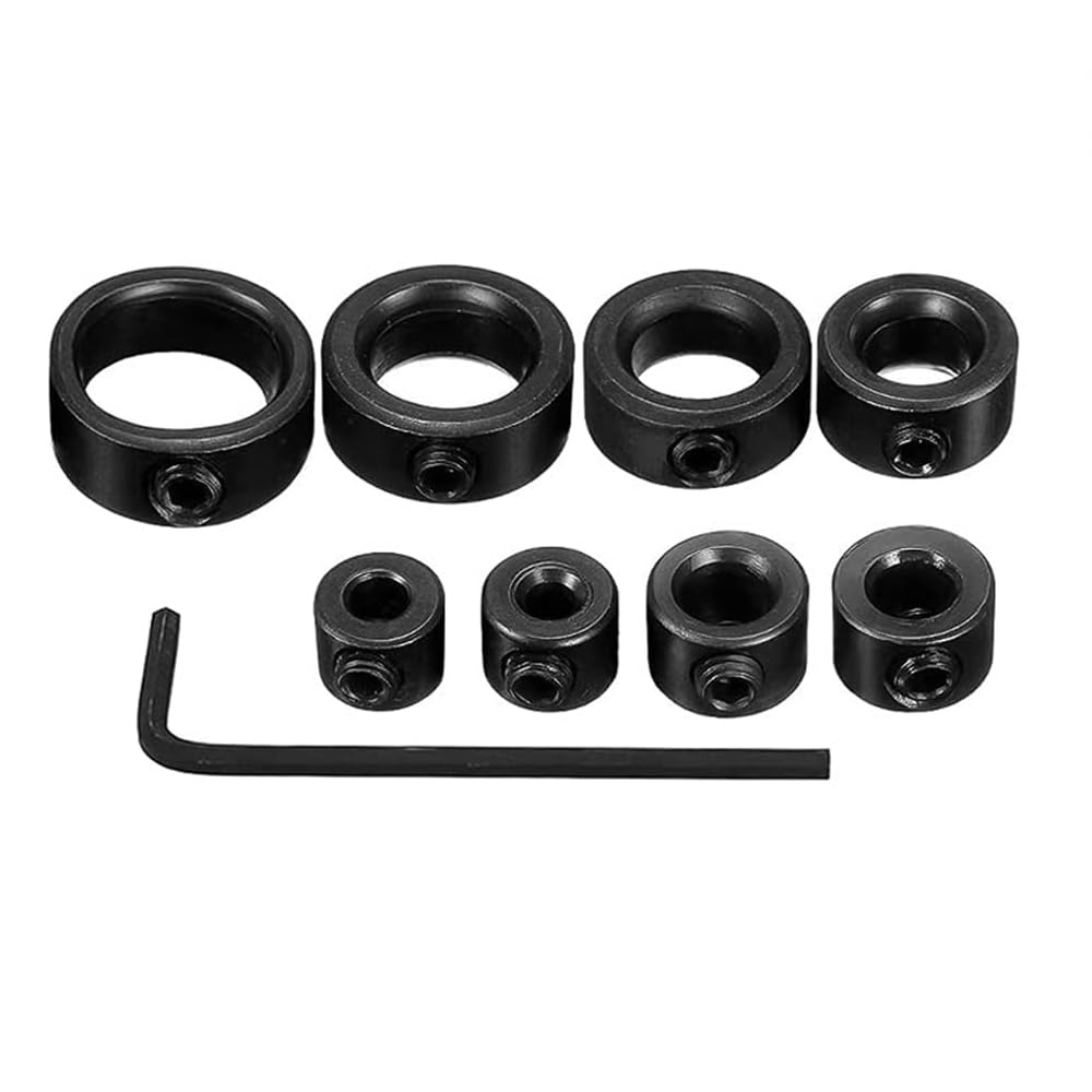 Clamp Collar 9/18pcs Positioner Rings Woodworking Tool, Depth Stop Drill Bit Collars, Hex Wrench Tighten the Stopper Set(9)