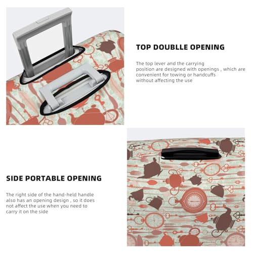 Tea Theme Luggage Cover Washable Elasticated Luggage Covers for Suitcase tsa Approved Stylish Dust and Scratch Resistant Luggage Case Protector4