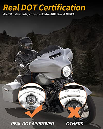 Image of XPCTD 7 Inch LED Headlight Kit For Street Glide Road King Electra Glide Ultra Classic Fat Boy Tri Cvo Heritage Softail Slim Delux Ultra Limited Chrome