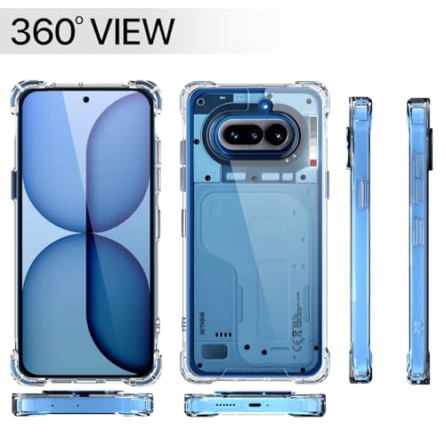 Image of Amazon Basics Back Cover for Nothing Phone 4a 5G PC + TPU Clear Transparent Raised Edges Shockproof Protective Phone Bumper Case (Transparent)
