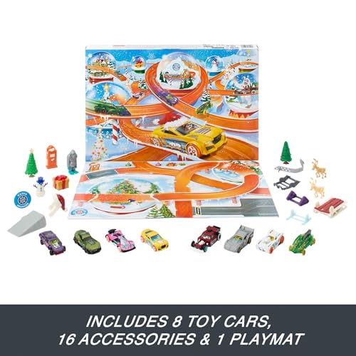 Calendario de Adviento Hot Wheels 2024 con 8 autos escala 1:64 miniatura 5