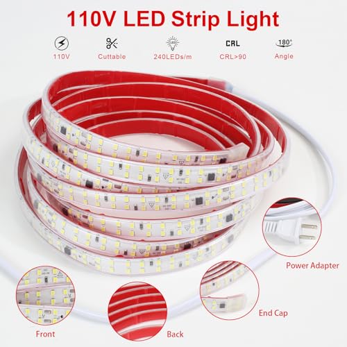 Tira de luces LED 6.56 pies 110V blanca 4000K IP65 miniatura 3