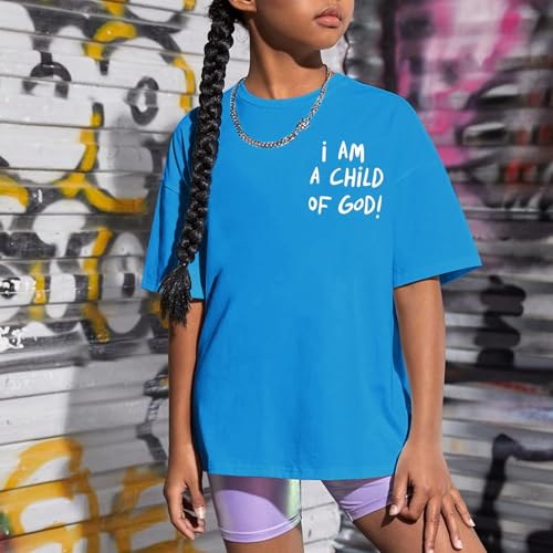 KEEVICI Cute I Am A God of Child Shirt Girls Graphic Tees Christian T Shirts for Kids Jesus Religious Faith Cotton Summer Top4