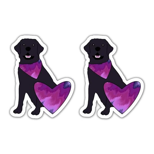 3 Vinyl Decal 2 PcsPack - Black Lab Heart Labrador Retriever Cute Heart Dog Sticker - Laptop Phone Water Bottle Tablet Vinyl Decal Sticker