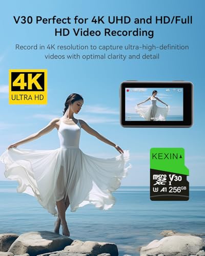 Image of KEXIN 256GB Micro SD Card with SD Adapter microSDXC Memory Card UHS-I A1 V30 U3 Micro SD Card Full HD High Speed TF Card for Smartphone Tablet Action Camera Dash Cam Drone Game Console