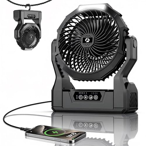 Fentara2 24000mAh Rechargeable Camping Fan with LED Light & Power Bank, Battery Powered Portable...