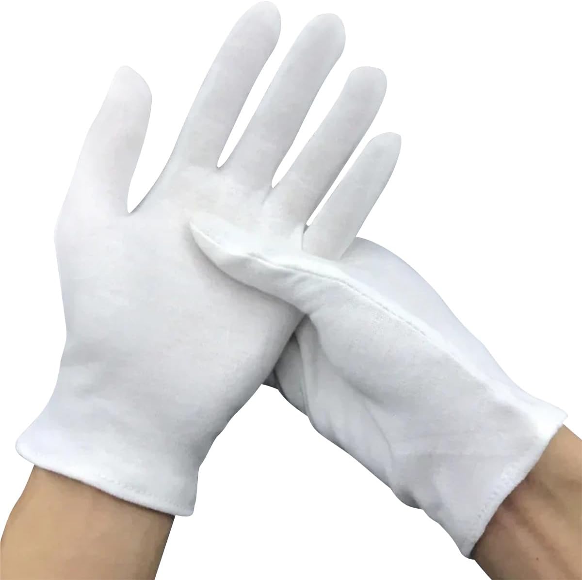 1 Pairs White Cotton Gloves, Unisex Soft Work Gloves Stretchable Lining for Dry Hands Sleeping, Moisturizing
