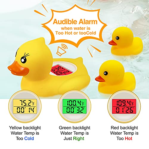 Msnuna Baby Thermometer (Upgraded Set),The Baby Bath Floating Yellow Duck Toy Bathtub & Room Safety Temperature Thermometer #TOP2