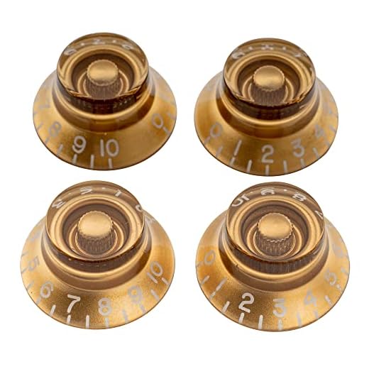 Musiclily Pro Imperial Pulgadas Tamaño Botones de Potenciómetros Forma de Sombrero Perillas para USA Guitarra Eléctrica Les Paul Style, Oro (Juego de 4)