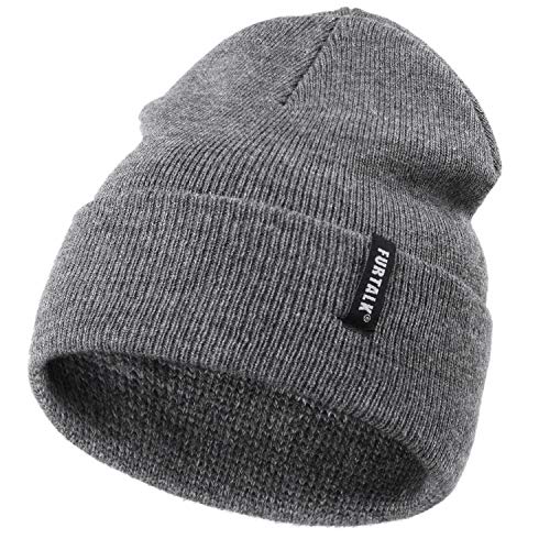 Furtalk Toddler Knitted Winter Hat Boys Girls Acrylic Beanie Hat Baby Kids Cuffed Winter Hats,Mixed Dark Grey #TOP3