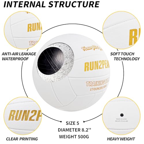 Image of RUN2PEAK Heavy Weight Volleyball Ball Official Size 5 Setter Training Volleyballs PU Practice Volley Balls for Indoor Rebounder Equipment Setters Weighted Volleyball Setting Trainer