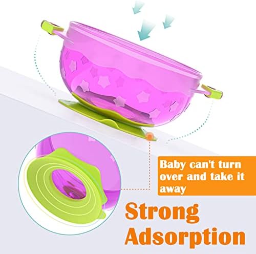 Jzhen 3Psc In A Set Child Colorful Sucker Bowl Baby Stay Put Suction Bowls With Seal-Easy Lids For Toddlers To Avoid Splling And Feeding Training.