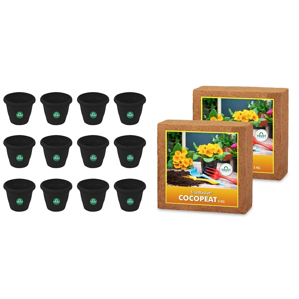 TrustBasket Black Plastic Pots - 12 Pack -8