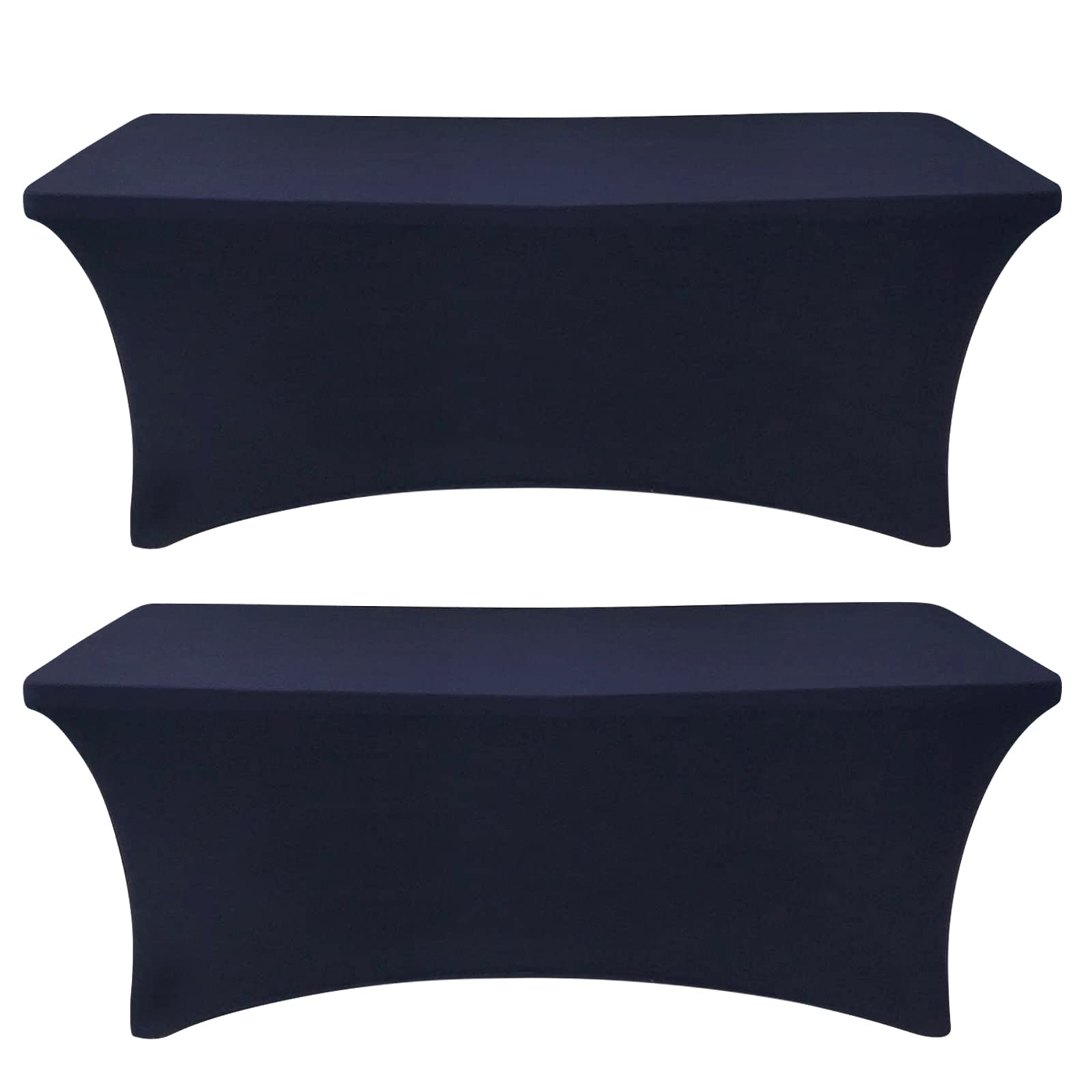 SEPARO 2 Pack 6 Ft Navy Blue Table Cover Fitted Rectangular Tablecloth | Stretchable Fabric Table Cloth 6 ft Wrinkle-Free for Party Tradeshows Banquet Weddings Cocktail