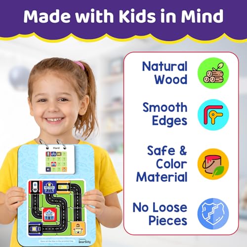 Image of Smartivity Path Maker Brain Puzzle for Kids 4-8 Years Old I Guide Vehicles to Their Destination - 30+ Challenges I Logic & Problem-Solving Puzzle Game for Boys & Girls 4,5,6,7,8 Years