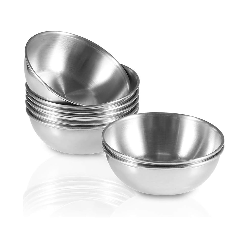 CTRLZS 8pcs 3.2Inch Stainless Steel Sauce Dishes Mini Saucers Bowl Mini Appetizer Plates