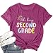 YZMI Oh Hey Second Grade Teacher Shirts 2nd Grade Teacher Shirts Back to School Outfits 5-Purple M